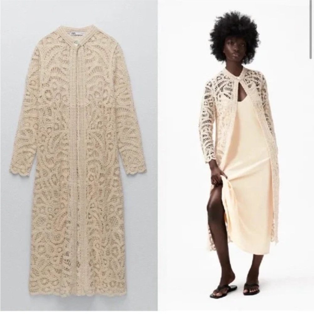 Cream crochet kimono blogger style limited edition